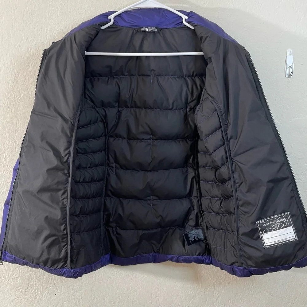 The North Face 550 Puffer Down Jacket Girl Large (14/16) Purple Pockets Outdoor